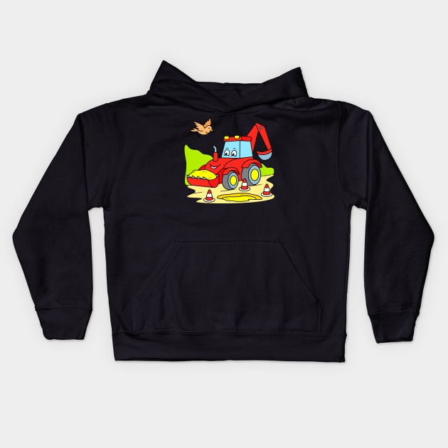 Excavator for Kids Kids Hoodie by samshirts